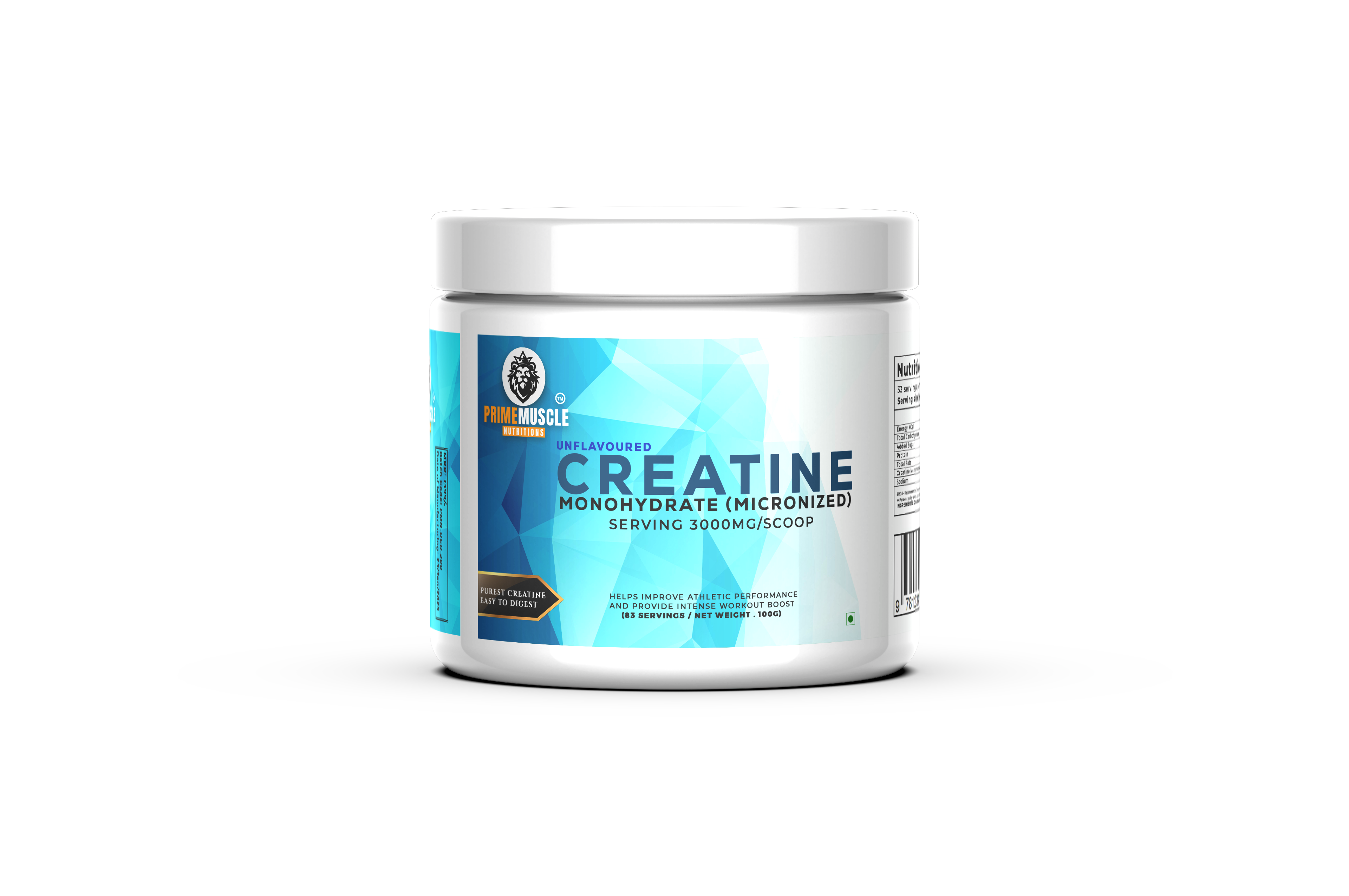 Primemuscle Nutritions 100% Pure|Supports Performance and Muscle Growth,33 servings Creatine (100 g, Unflavoured)